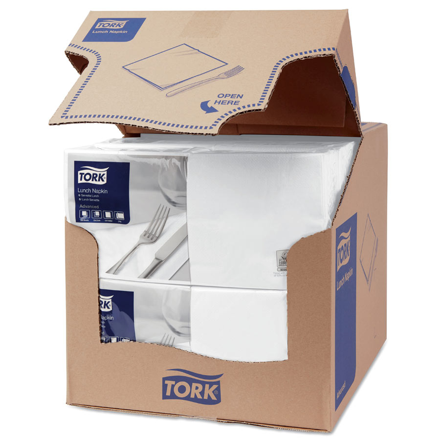 477149 Tork White Lunch Napkin 2 Ply 1/4 Fold - Case of 2000