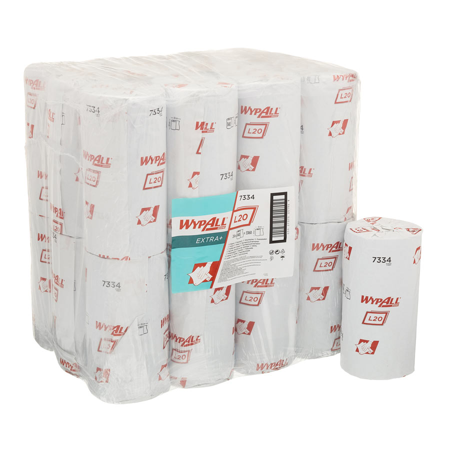 WypAll Cleaning & Maintenance Wiping Paper L20 Compact Rolls 7334 - 24 rolls x 140 sheets, 2 ply, blue