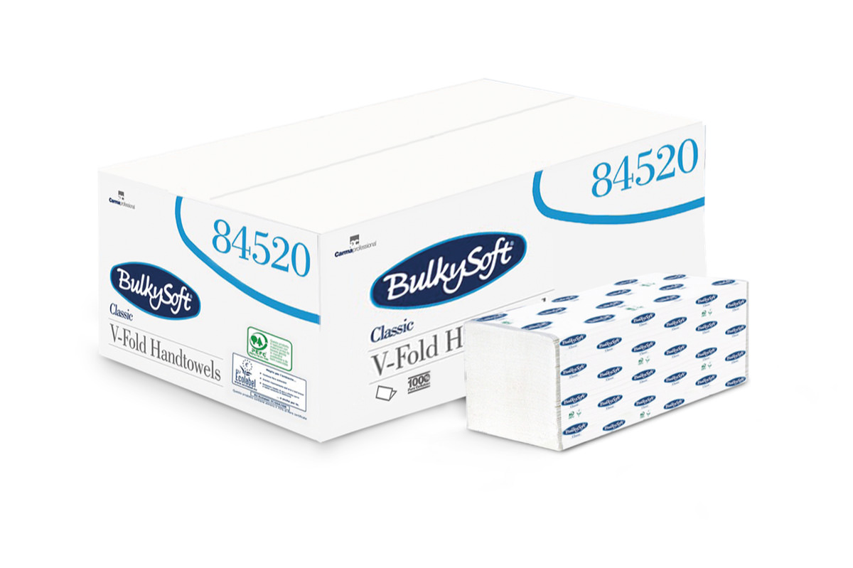 Bulkysoft 84520 V-Fold Hand Towel 2ply White 210x240mm - 15 x 200 (3000)