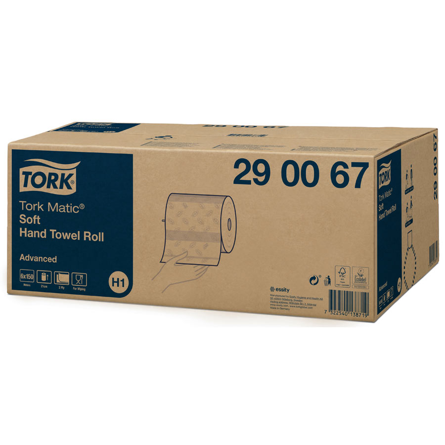 290067 Tork Matic Soft Hand Towel Roll Advanced White 2 Ply 150m - Case 6