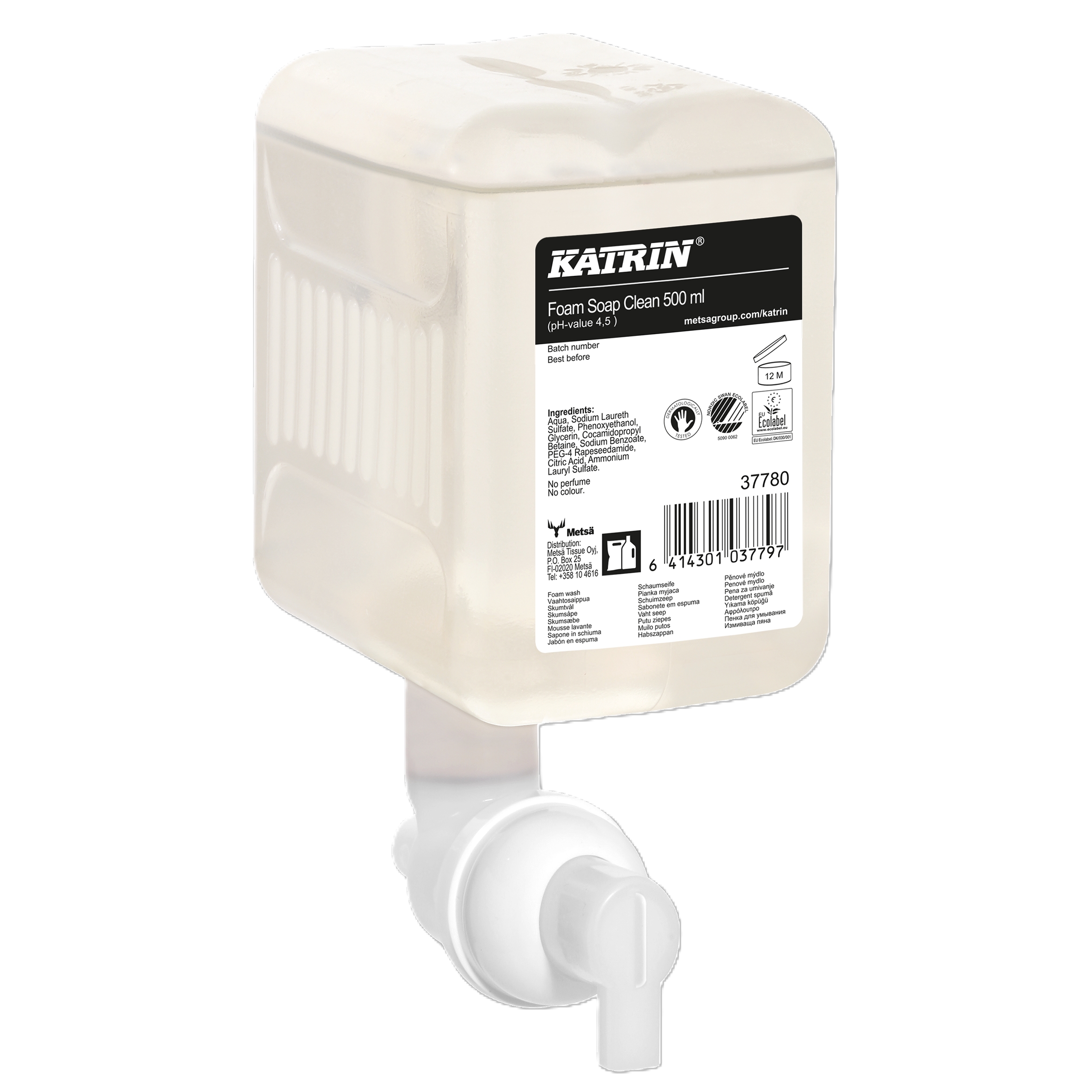 Katrin Commercial 37780 Clean Hand Wash Foam - 500 ml, Case of 12