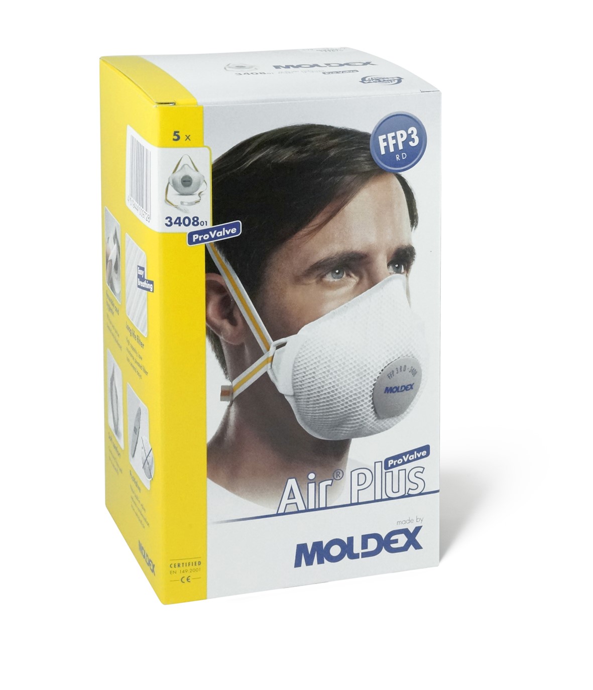 Moldex 3408 Air Plus  ProValve FFP3 Masks x 5