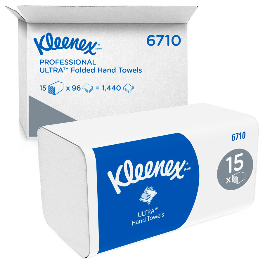 Kleenex Ultra Interfold Hand Towels 6710 - 3 Ply V Fold Paper Towels - 15 Packs x 96 Paper Hand Towels (1,440 total)