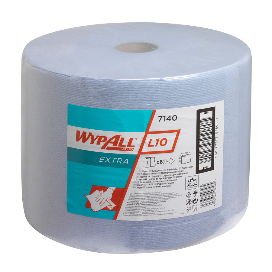 WypAll L10 Extra Wiper Roll 7140 - Large Roll Wiping Paper - 1 Blue Roll x 1,500 Paper Wipers