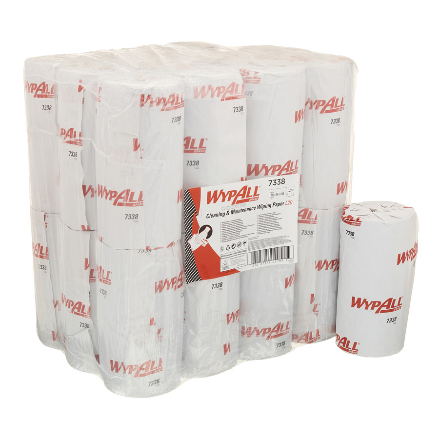WypAll Cleaning & Maintenance Wiping Paper L20 Compact Rolls 7338 - 24 rolls x 116 sheets, 2 ply, blue