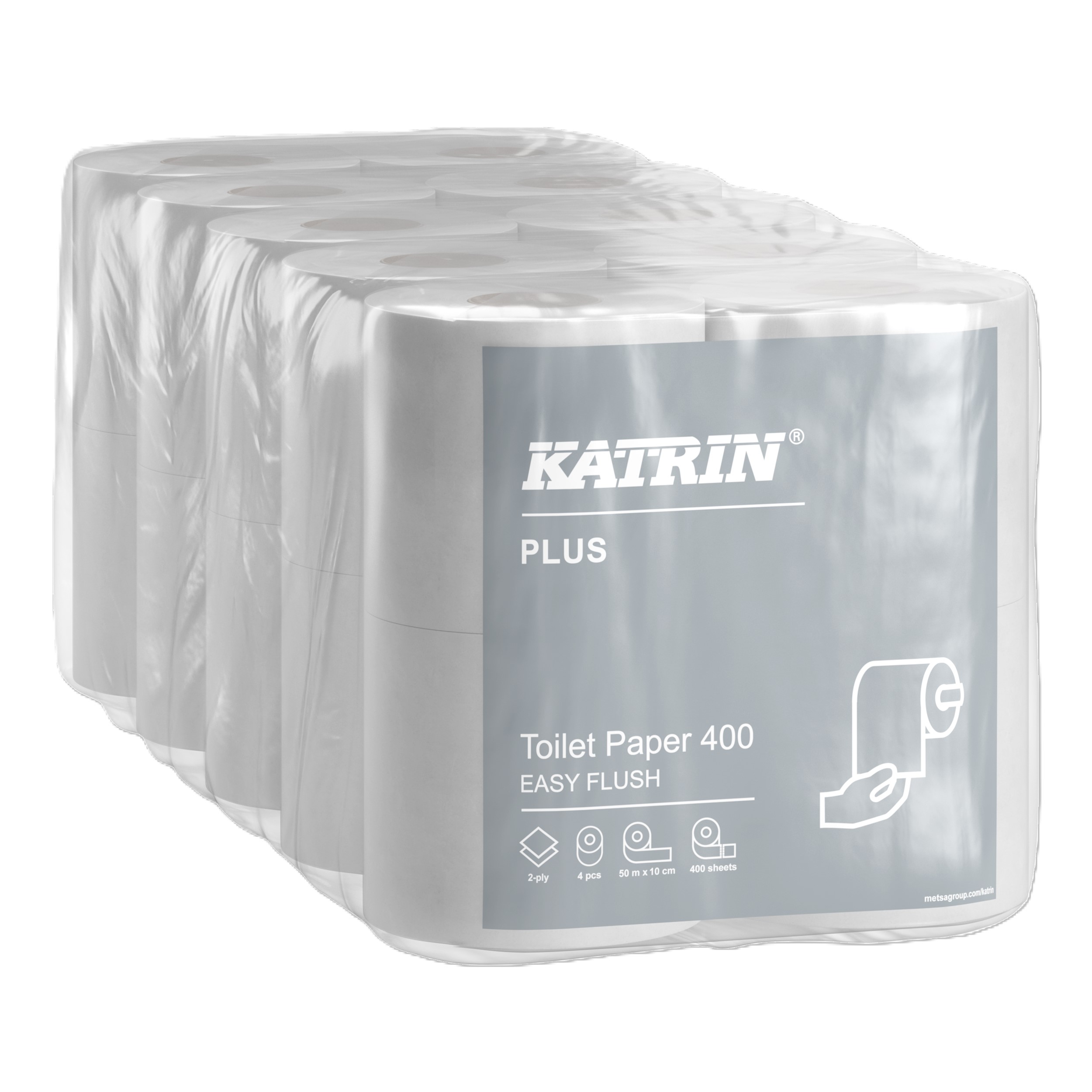 Katrin Plus 82506 Toilet Paper Roll EasyFlush - 2 Ply. 400 Sheets per Roll, Case of 20