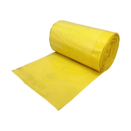 CWHD/12 Yellow Heavy Duty Clinical Waste Sacks on a Roll (90L, 12kg) - Case of 500