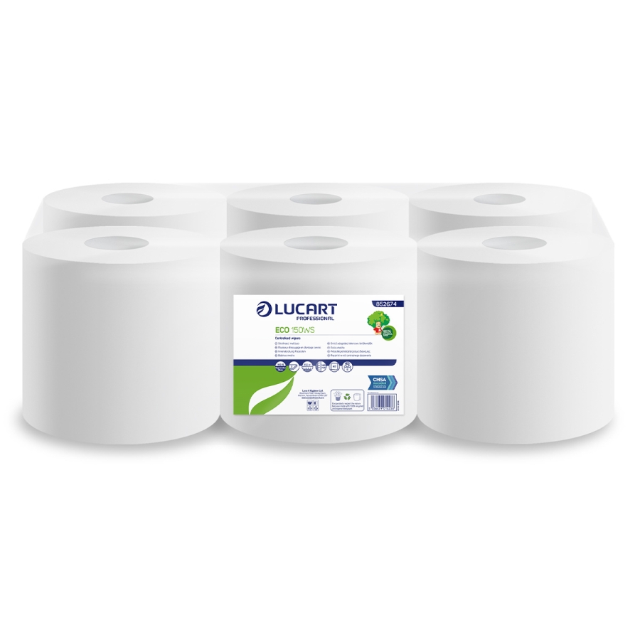 ECO150WS 2 Ply Centrefeed White Roll - 150M - Case of 6