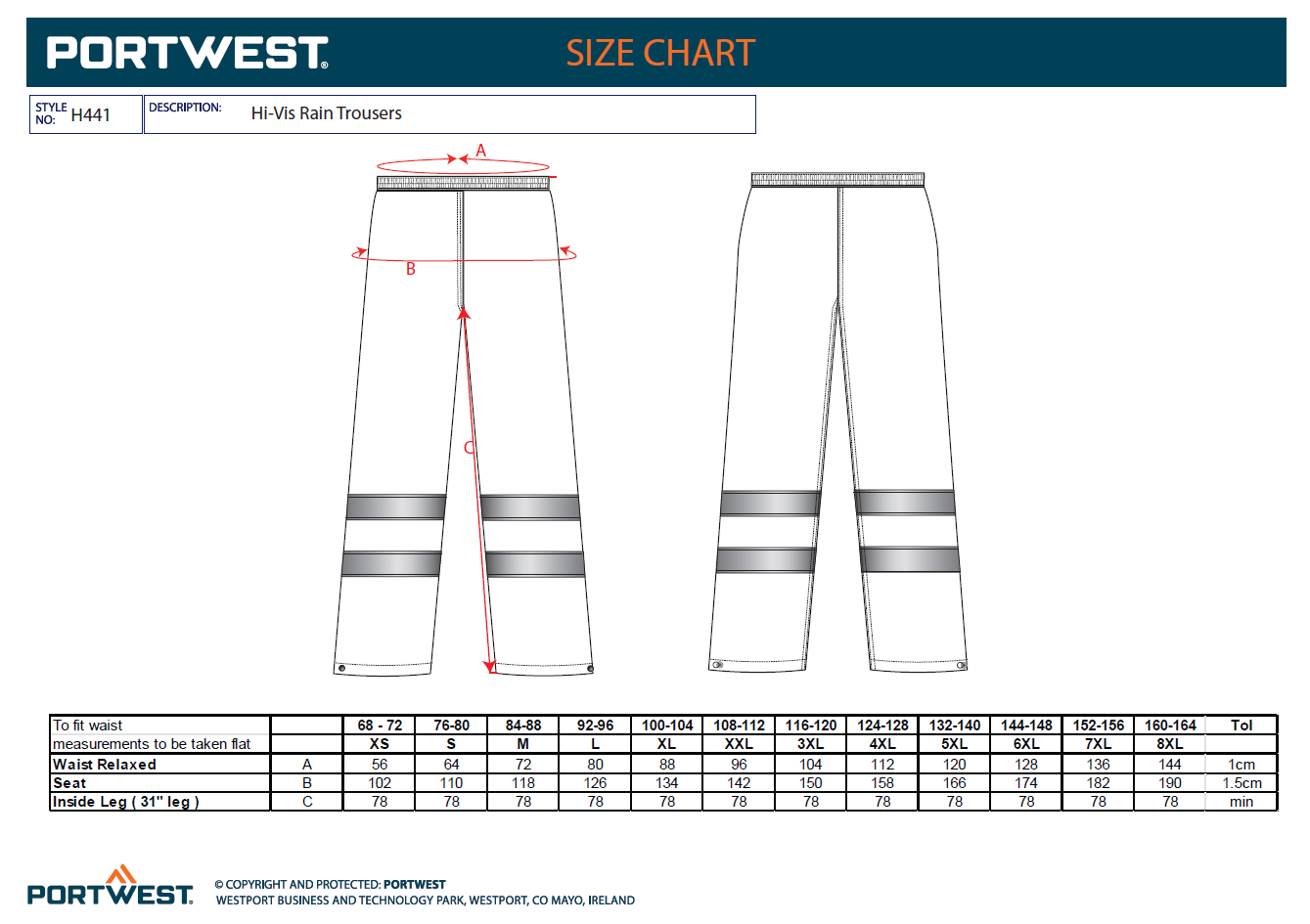 H441 SIZE GUIDE