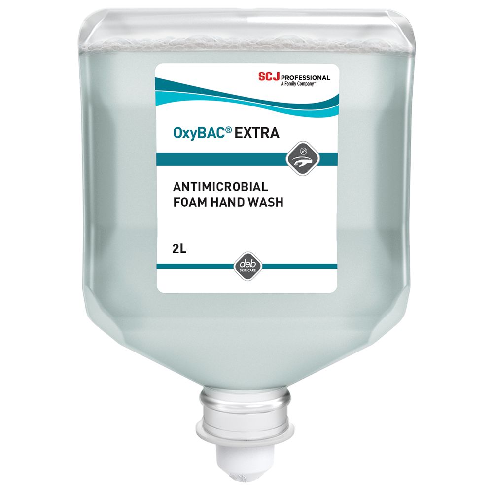 OxyBAC Extra FOAM - Antimicrobial Rich-Cream Hand Wash Perfume-free and Dye-free - Case of 4 x 2L Cartridge - OXYEX2LT