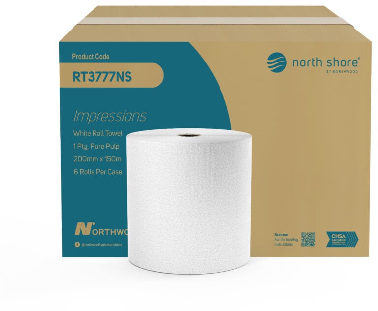 North Shore RT3777NS White Embossed Roll Towel - 1 Ply, Case of 6