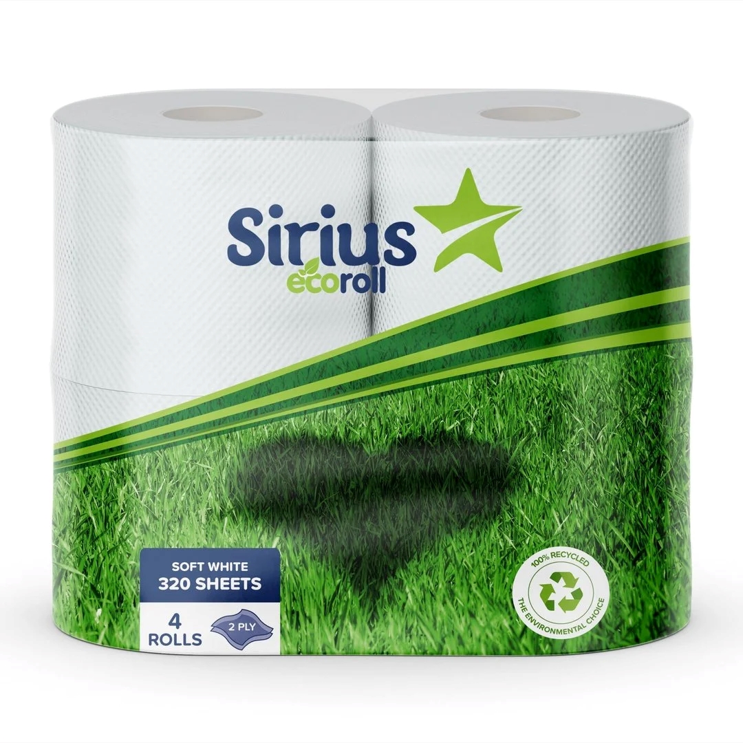 Sirius Ecoroll TR320ECO Recycled Household Toilet Roll - 2 Ply, 320 Sheets per Roll, Case of 36