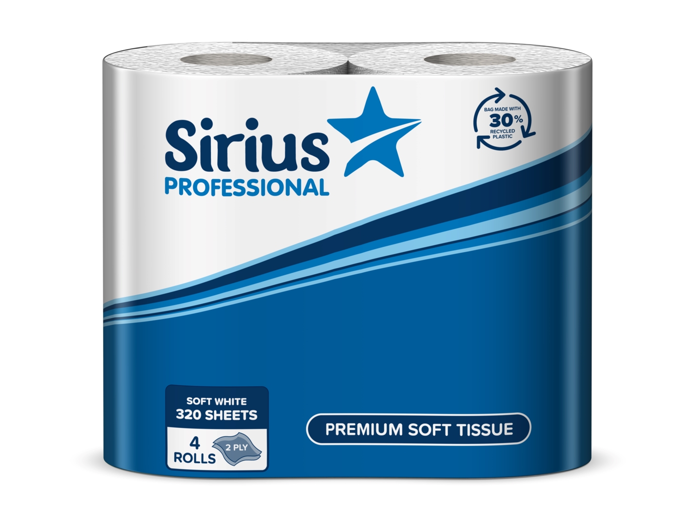 Sirius Professional TR320SRS Economy Household Toilet Roll - 2 Ply, 320 Sheets per Roll, Case of 36